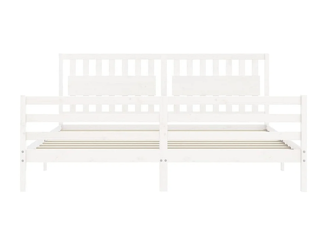 Giroletto con Testiera Bianco 200x200 cm in Legno Massello