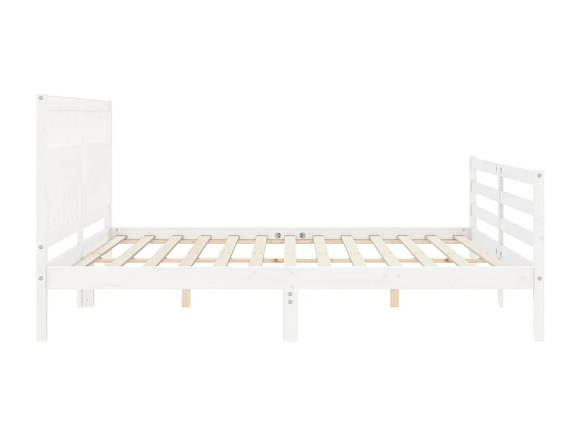 Giroletto con Testiera Bianco 200x200 cm in Legno Massello