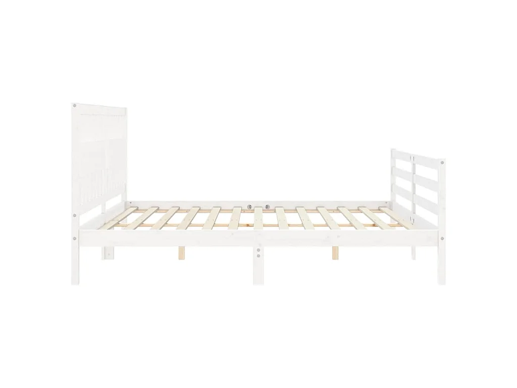Massivholzbett mit Kopfteil Weiß 200x200 cm