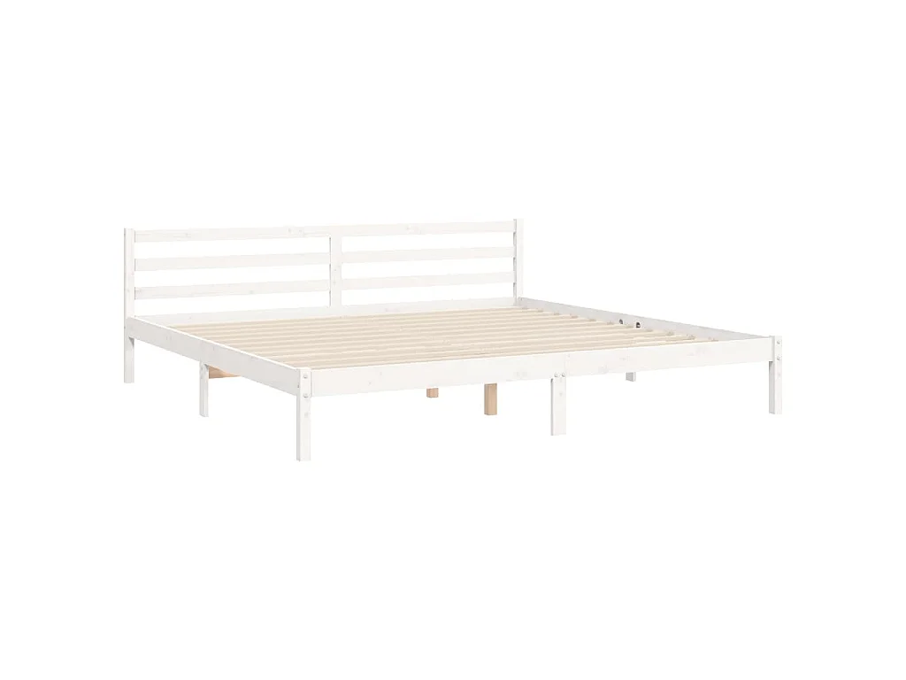 Massivholzbett mit Kopfteil Weiß 200x200 cm
