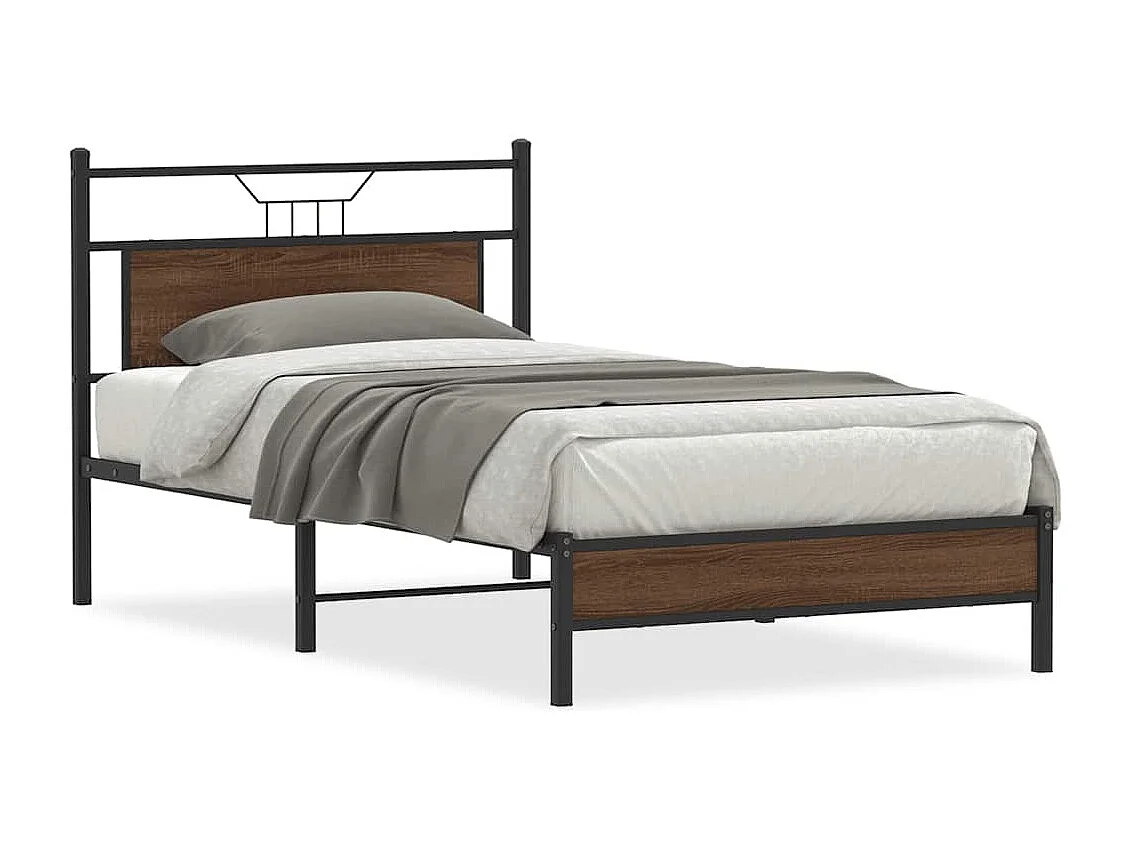 Estrutura de cama sem colchão 107x203 cm carvalho castanho