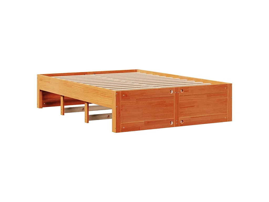 Cadre de lit sans matelas avec tiroirs brun cire 150x200 cm pin