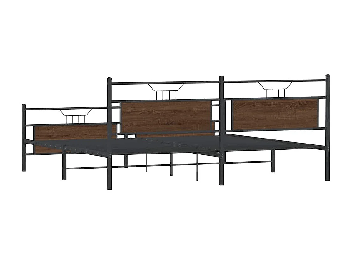 Cadre de lit en métal sans matelas chêne marron 193x201 cm
