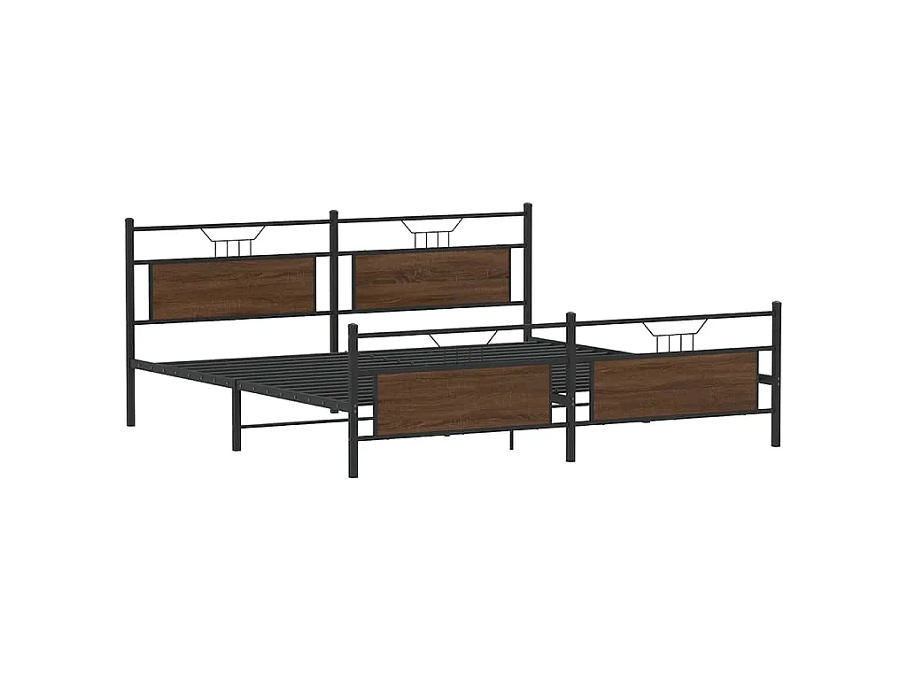 Metallbett ohne Matratze Braun Eichen-Optik 193x203 cm