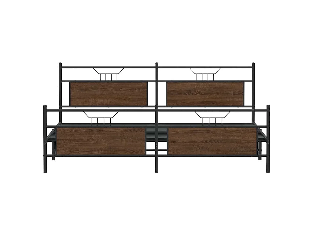 Metallbett ohne Matratze Braun Eichen-Optik 193x203 cm