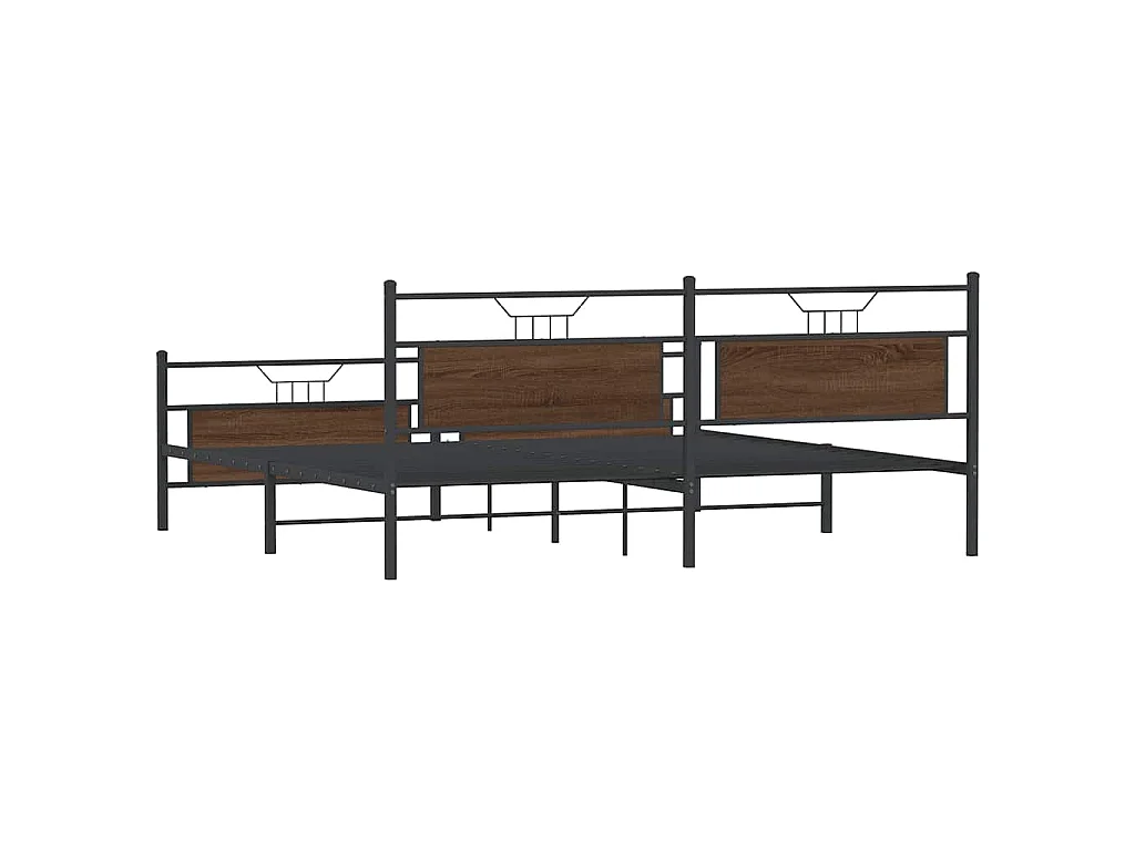 Metallbett ohne Matratze Braun Eichen-Optik 193x203 cm