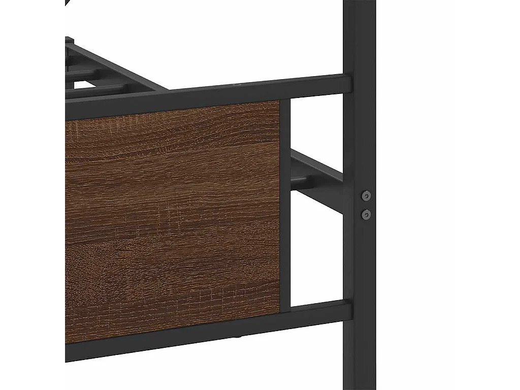 Metallbett ohne Matratze Braun Eichen-Optik 193x203 cm