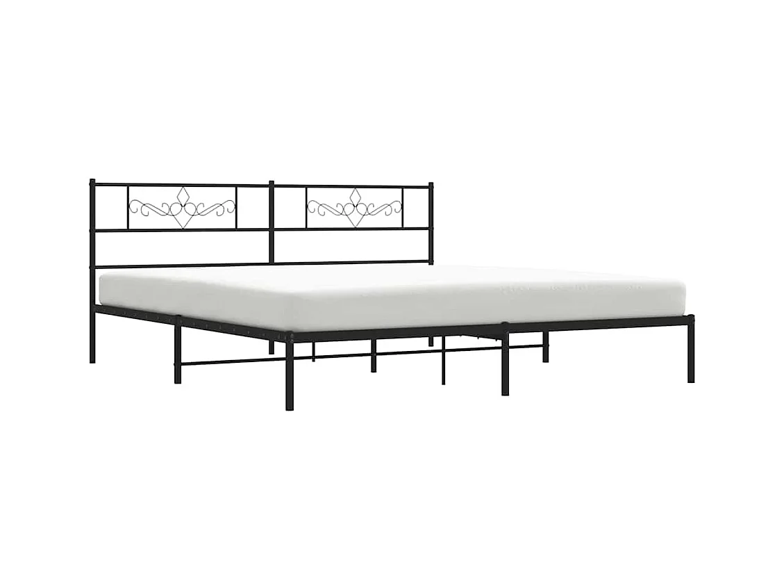 Cadre de lit métal sans matelas avec tête de lit noir 193x203cm