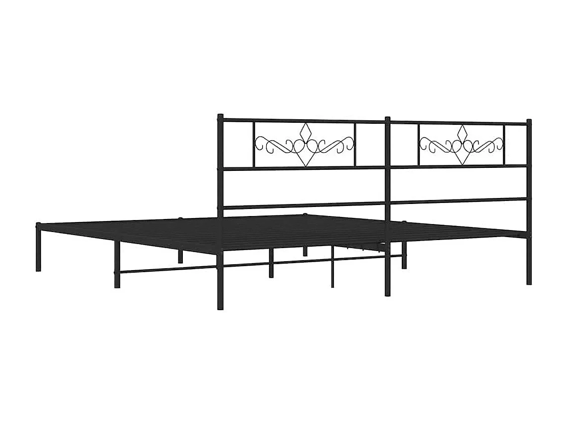 Cadre de lit métal sans matelas avec tête de lit noir 193x203cm