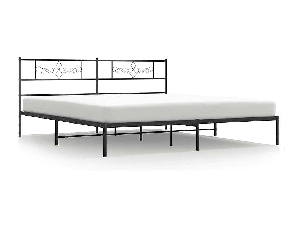 Bedframe met hoofdbord metaal zwart 193x203 cm