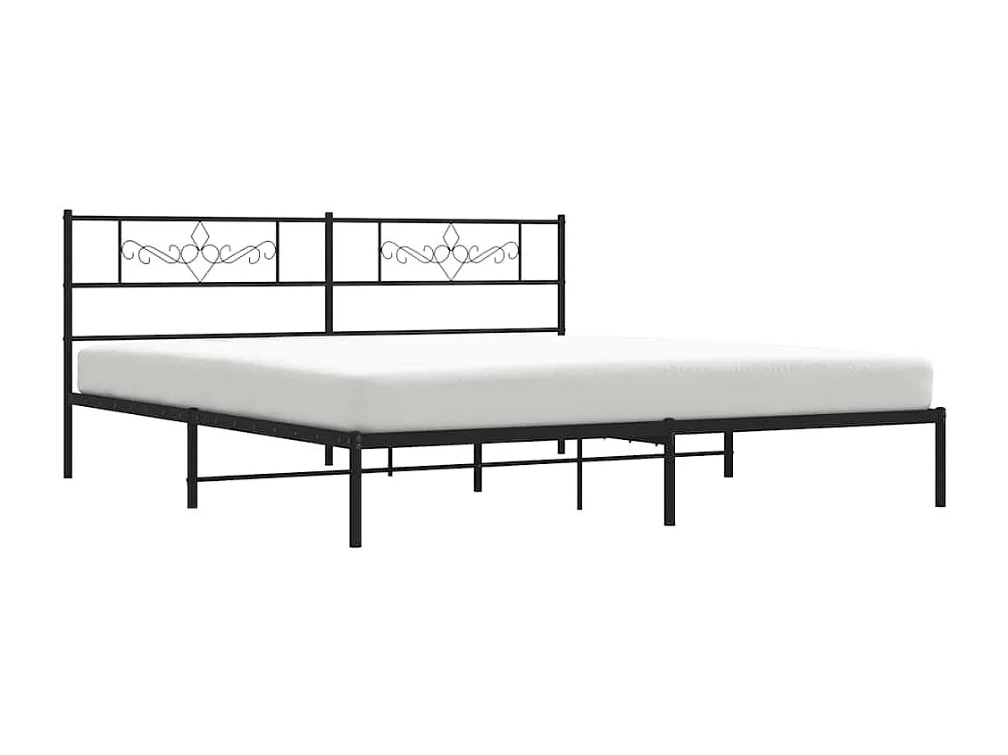 Bedframe met hoofdbord metaal zwart 193x203 cm