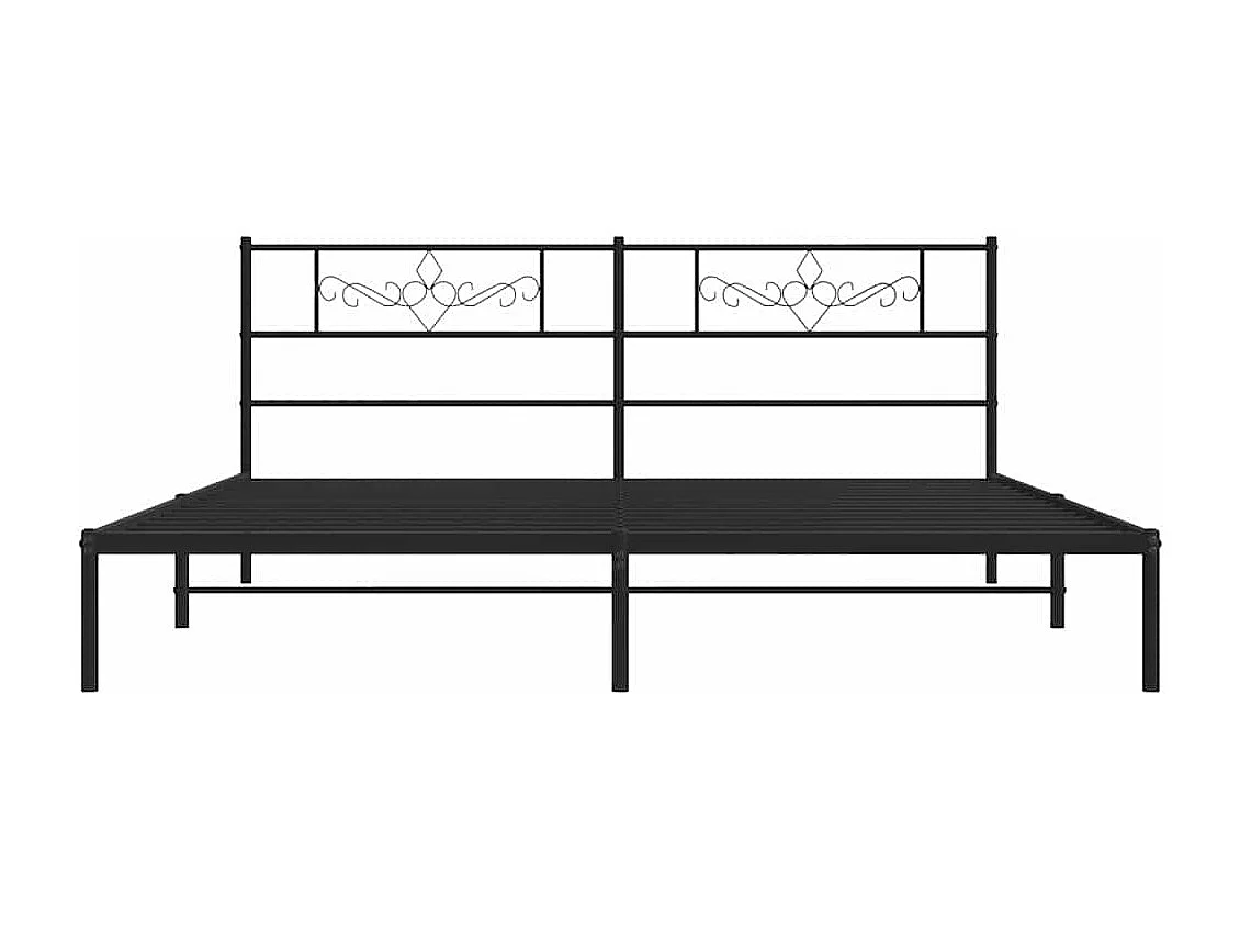 Bedframe met hoofdbord metaal zwart 193x203 cm