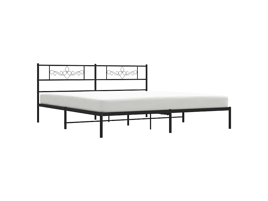 Cadre de lit métal sans matelas avec tête de lit noir 193x203cm