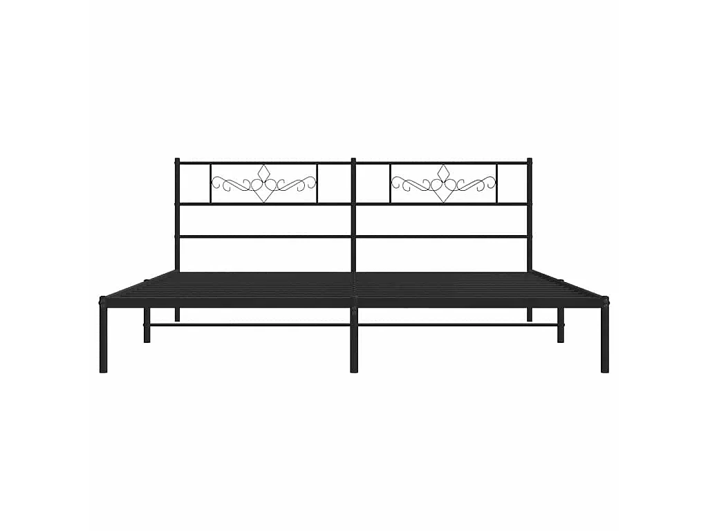 Cadre de lit métal sans matelas avec tête de lit noir 193x203cm