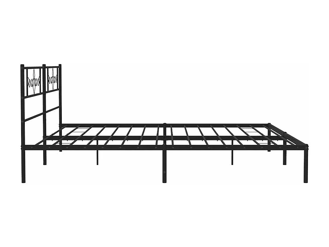 Cadre de lit métal sans matelas avec tête de lit noir 193x203cm