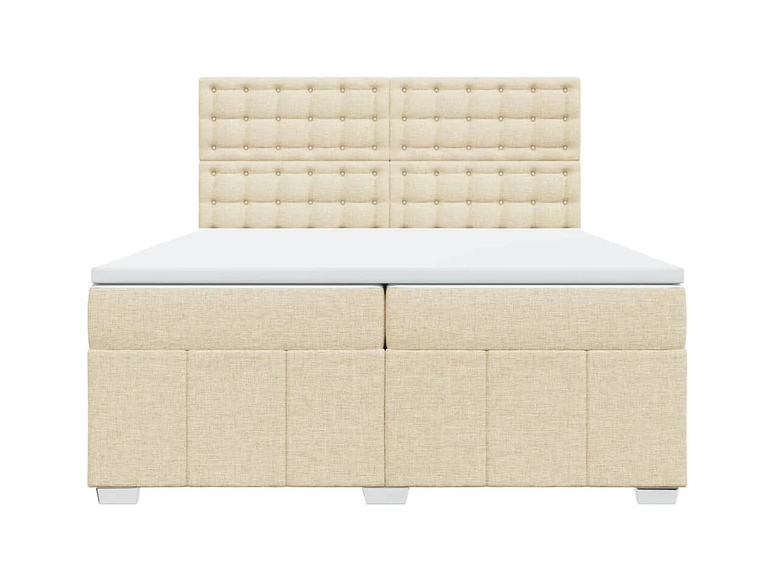 Sommier à lattes de lit avec matelas Crème 200x200 cm Tissu