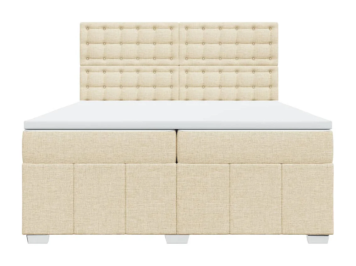 Boxspringbett mit Matratze Creme 200x200 cm Stoff