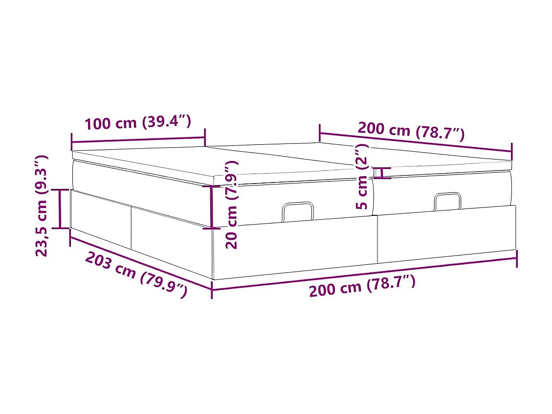Cadre de lit ottoman avec matelas rose 200x200 cm velours