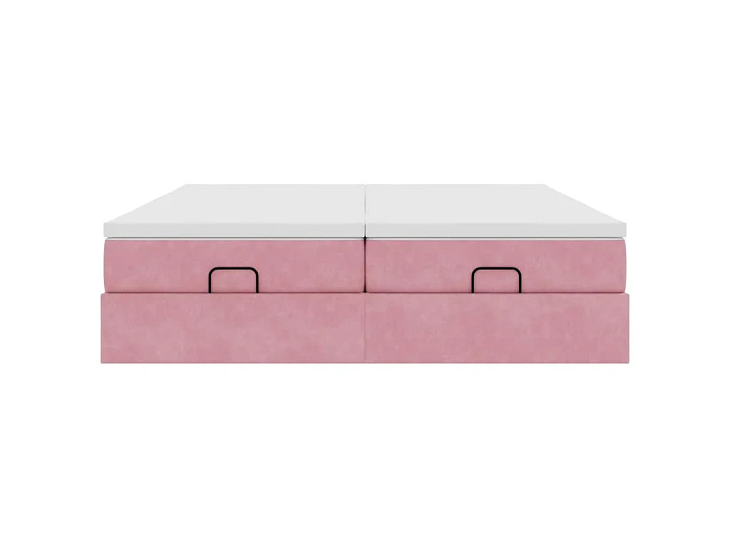 Struttura Letto Pouf con Materassi Rosa 200x200 cm Velluto