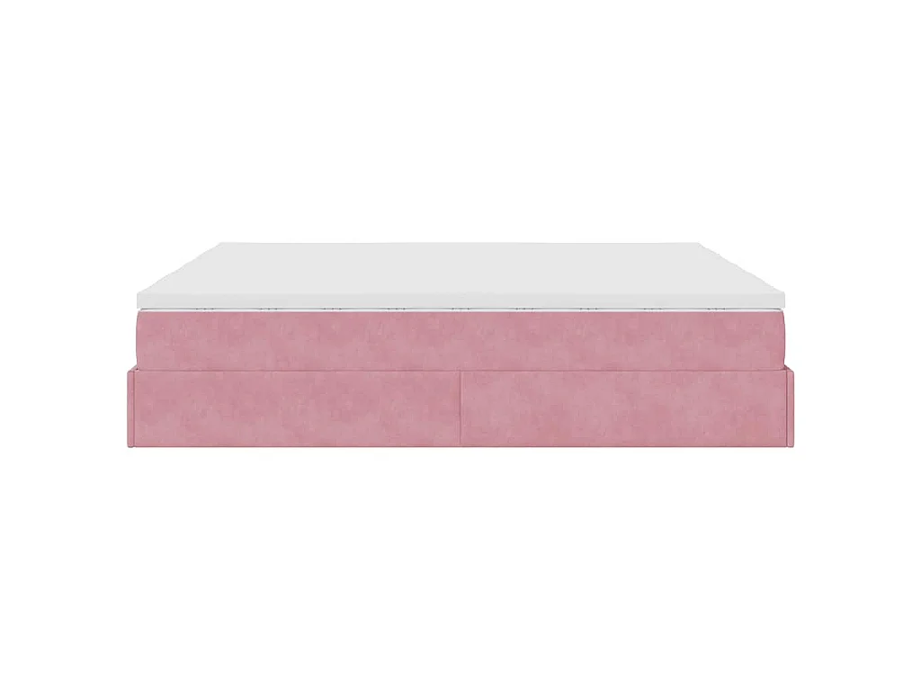 Struttura Letto Pouf con Materassi Rosa 200x200 cm Velluto