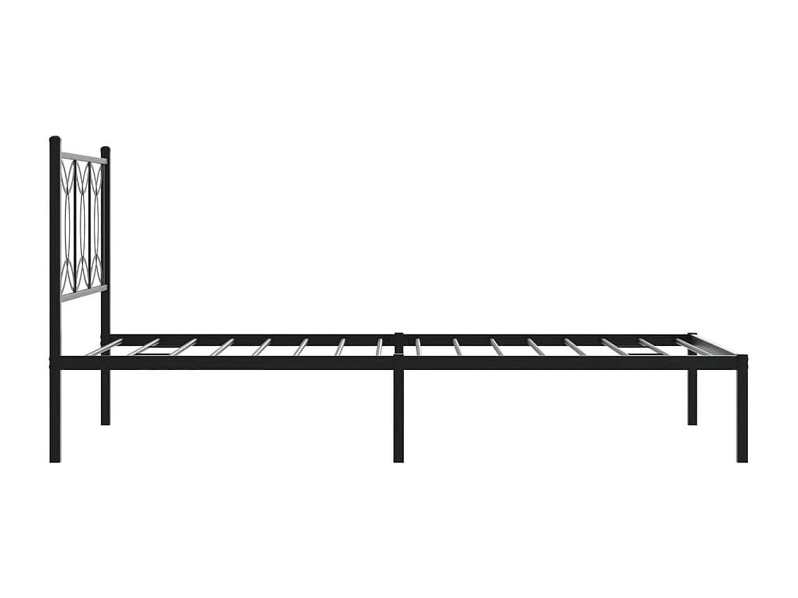 Cadre de lit métal sans matelas avec tête de lit noir 107x203cm
