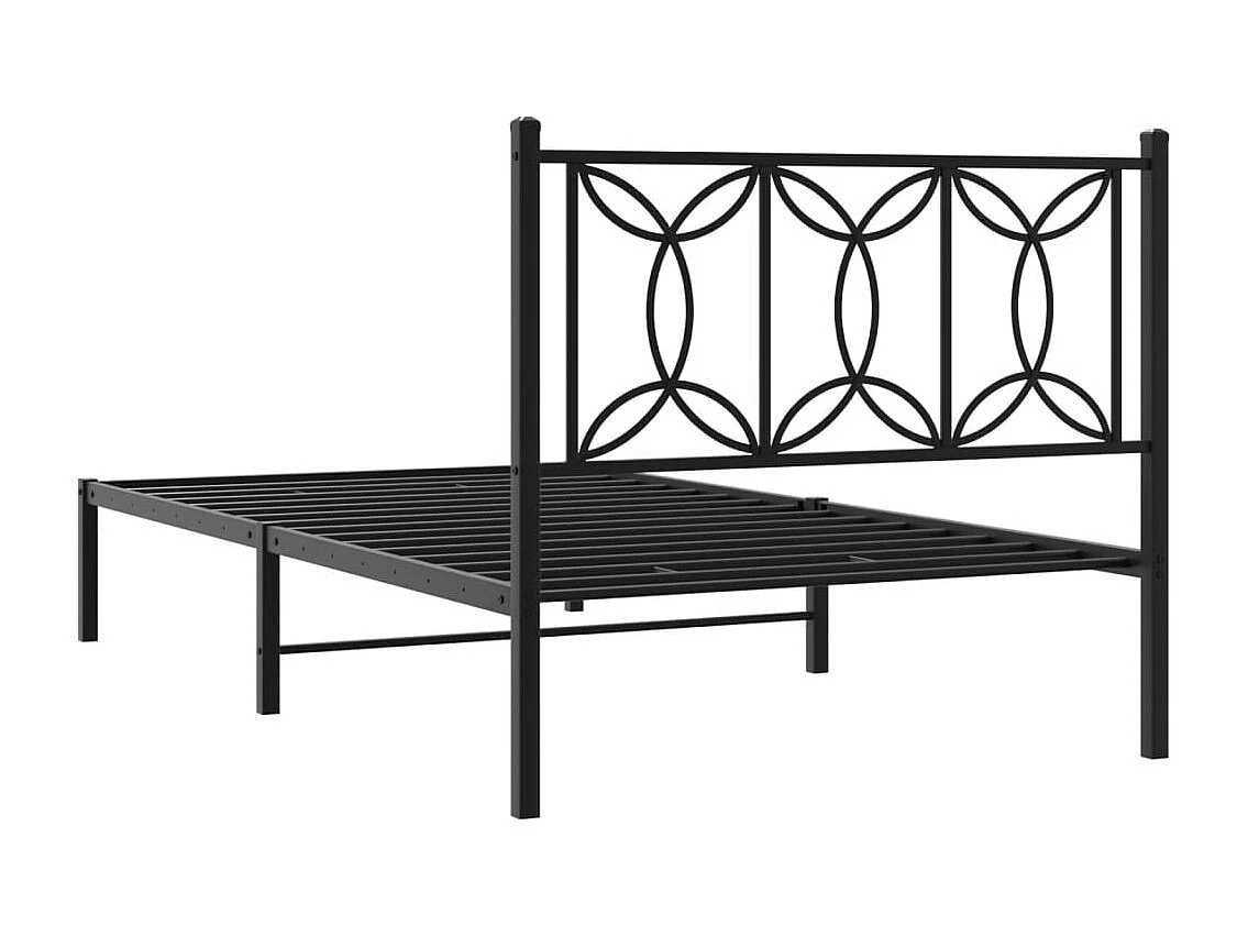 Cadre de lit métal sans matelas avec tête de lit noir 107x203cm