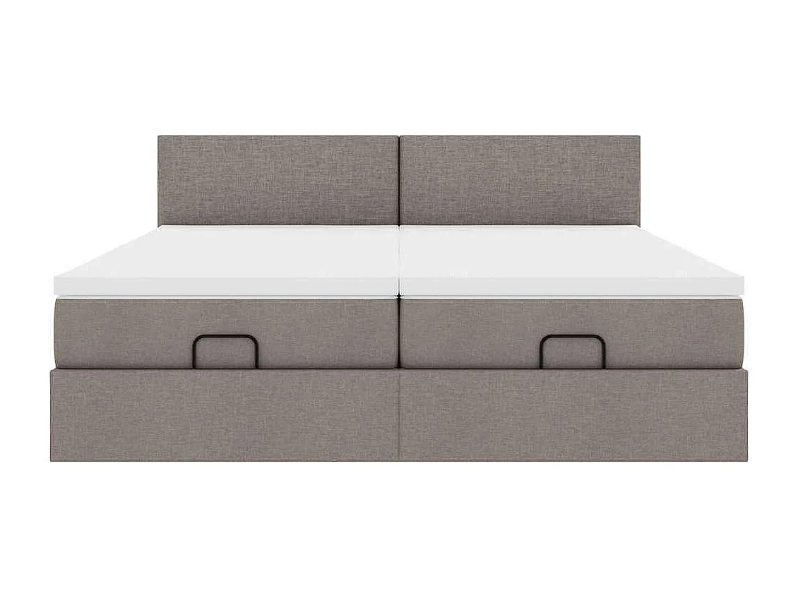 Cadre de lit ottoman avec matelas taupe 200x200cm tissu