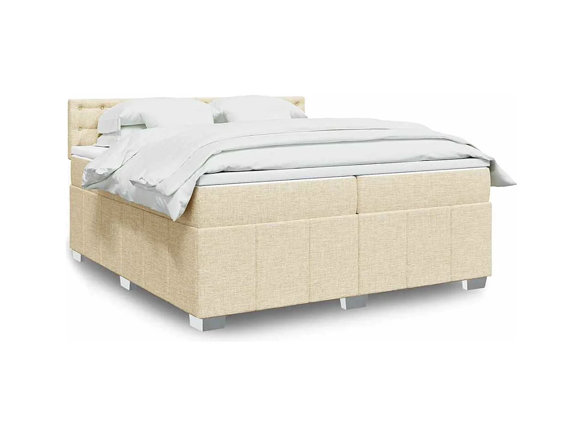 Sommier à lattes de lit avec matelas Crème 200x200 cm Tissu