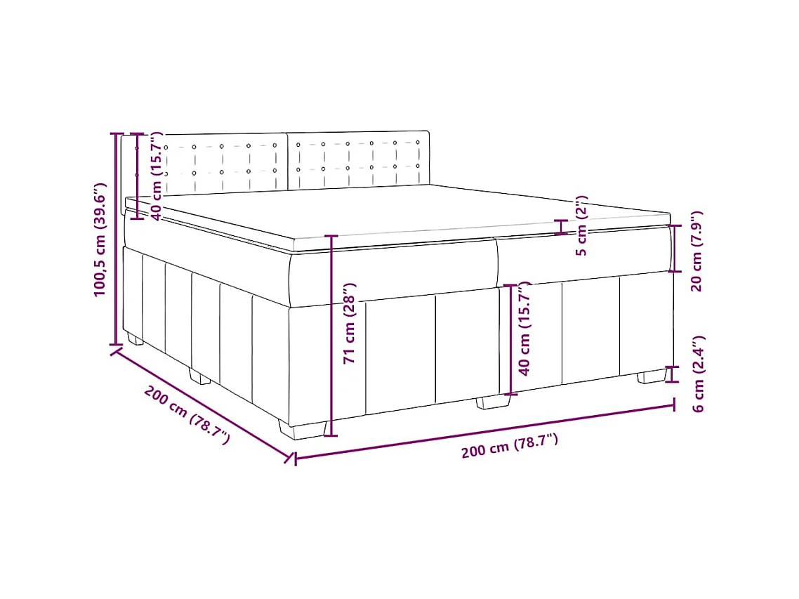 Sommier à lattes de lit avec matelas Crème 200x200 cm Tissu
