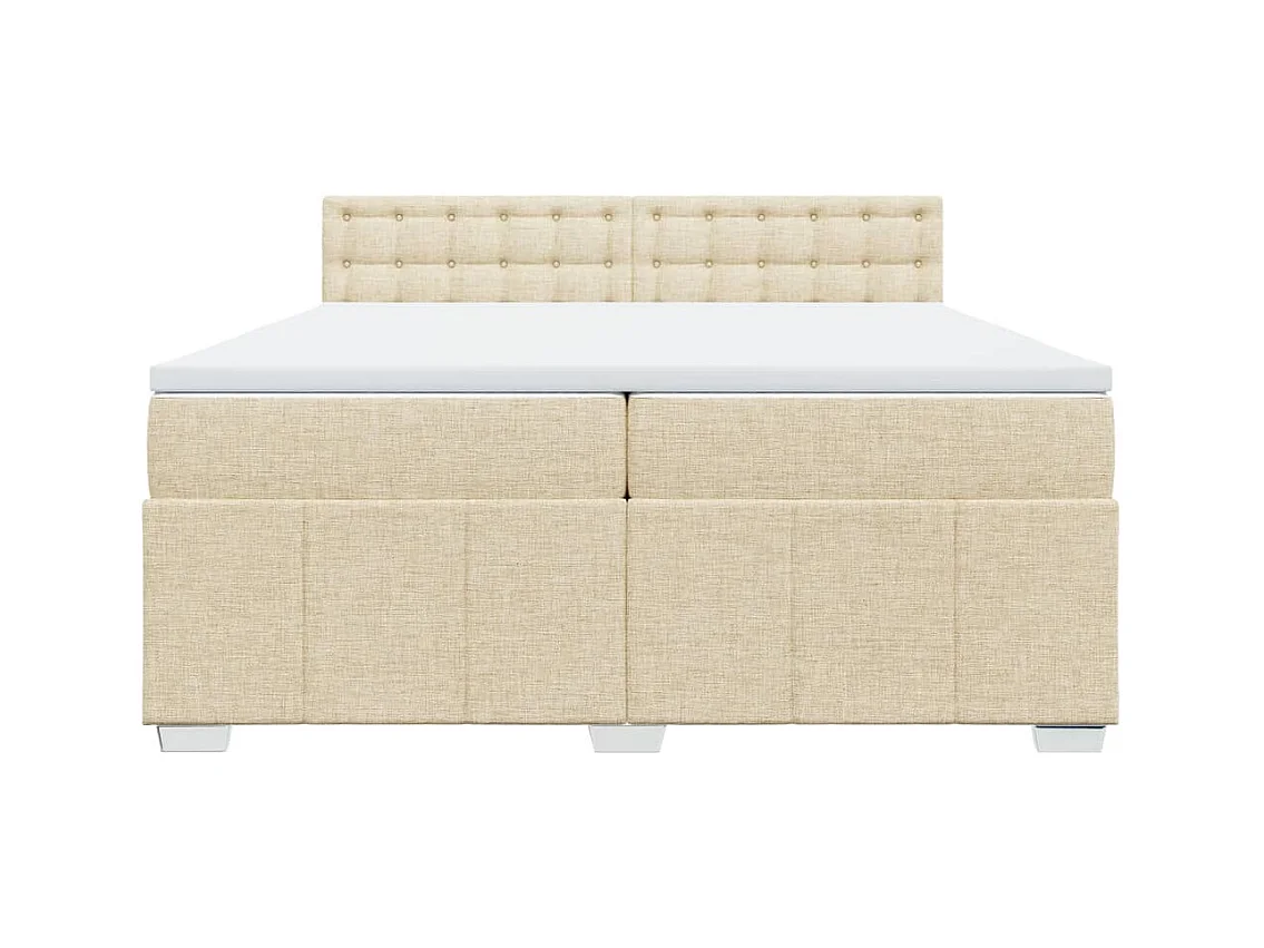 Sommier à lattes de lit avec matelas Crème 200x200 cm Tissu