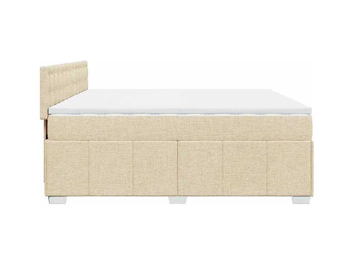Sommier à lattes de lit avec matelas Crème 200x200 cm Tissu