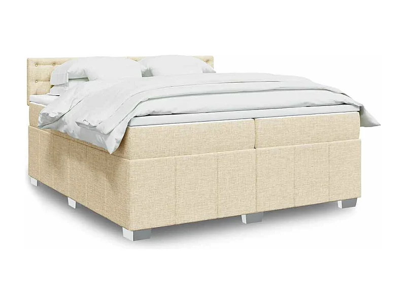 Boxspring met matras stof crèmekleurig 200x200 cm
