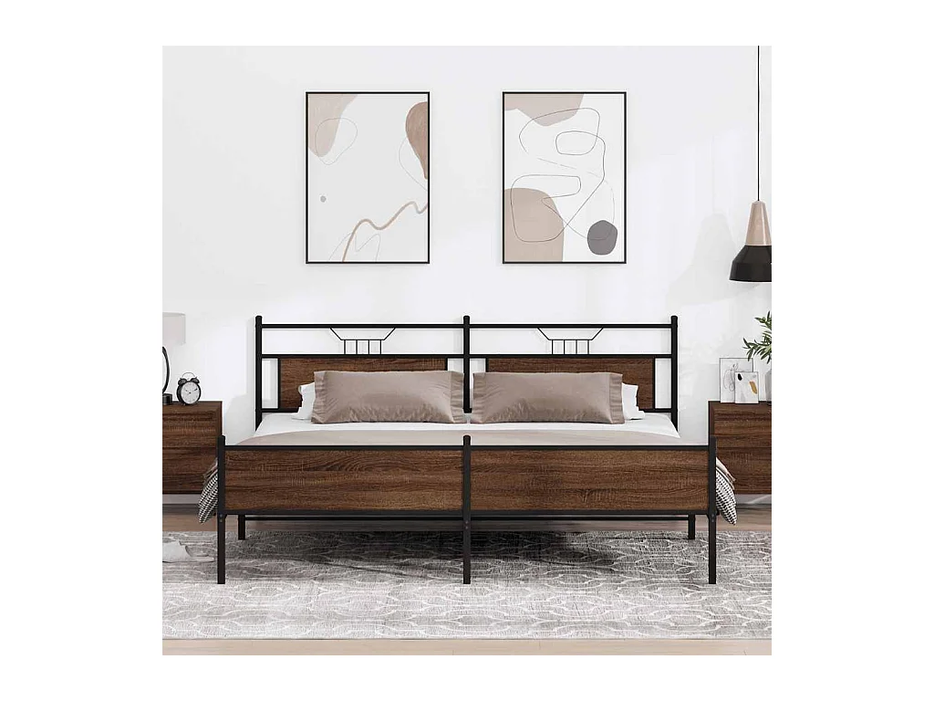 Giroletto senza Materaso in Metallo Rovere Marrone 193x201 cm