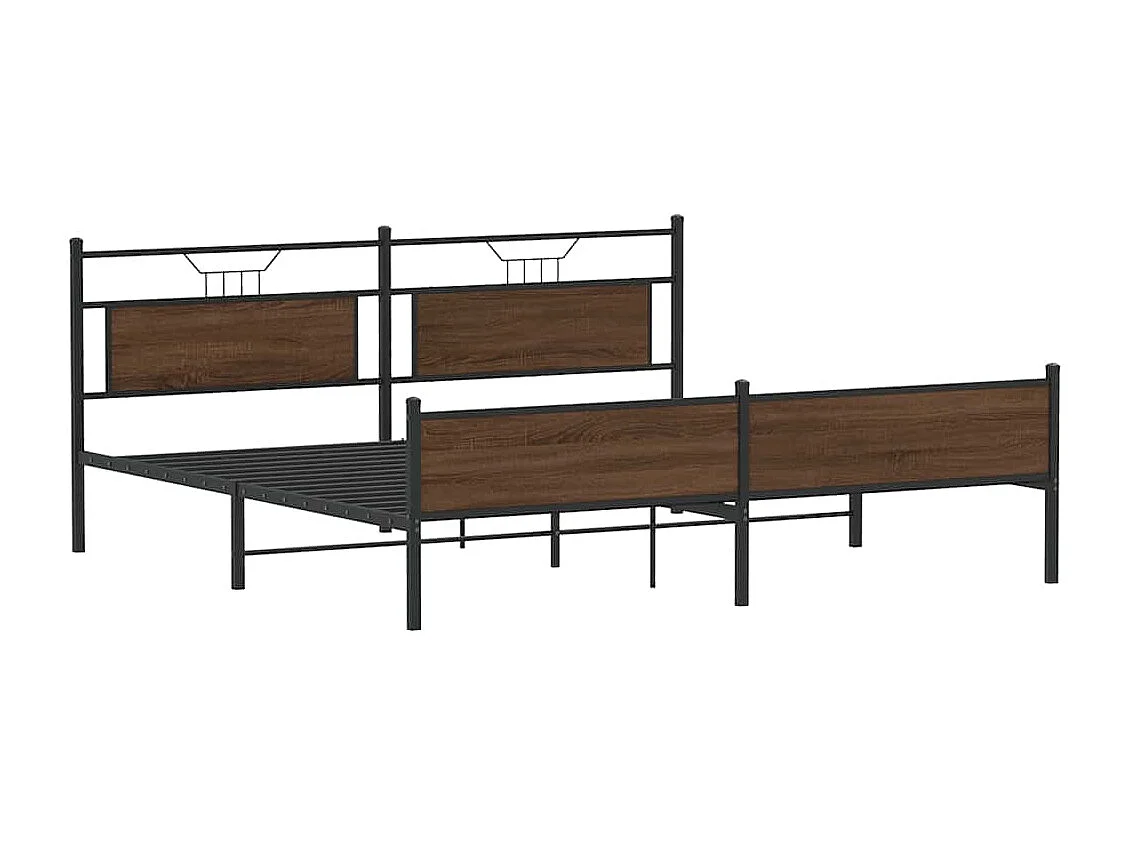 Metallbett ohne Matratze Braun Eichen-Optik 193x201 cm