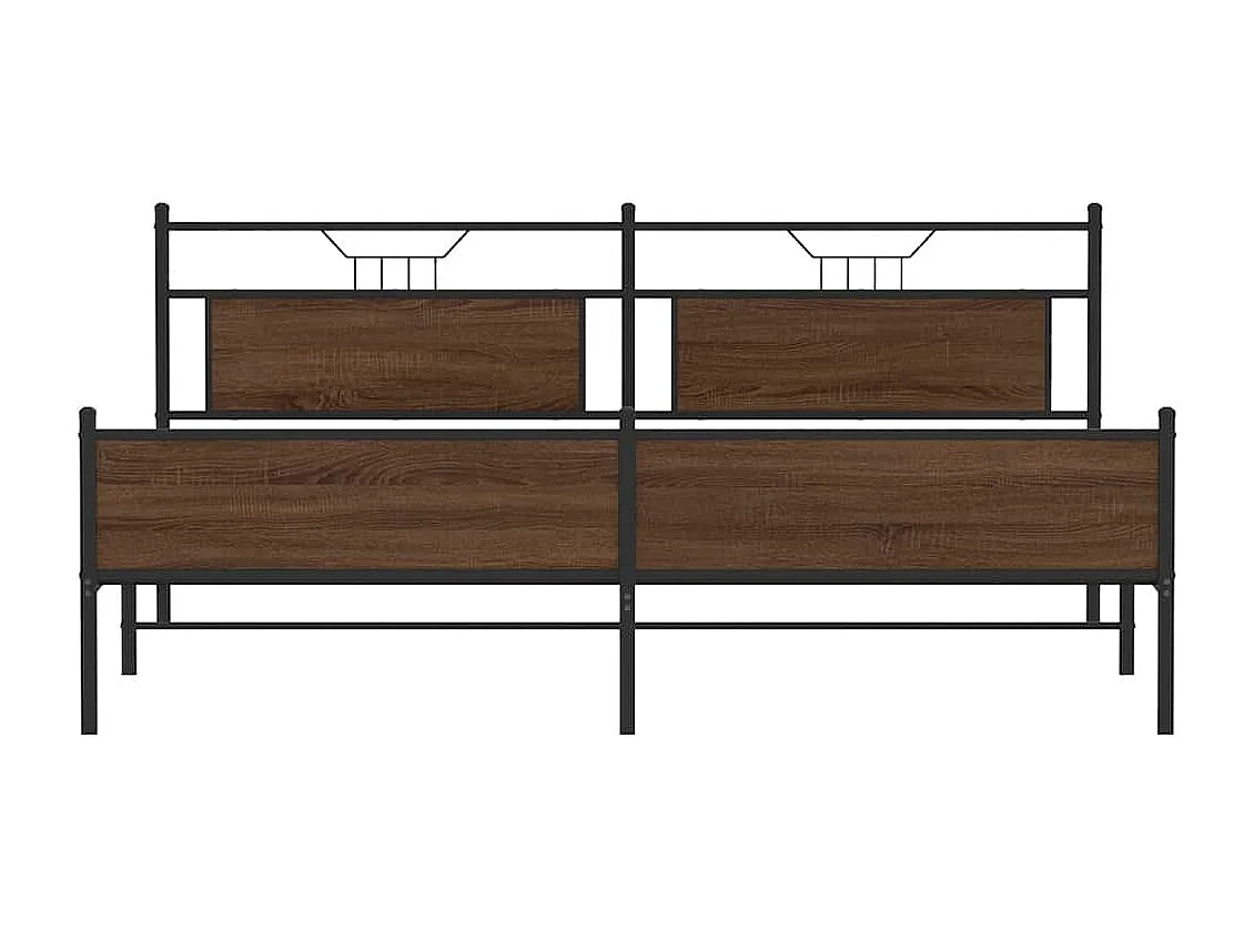 Metallbett ohne Matratze Braun Eichen-Optik 193x201 cm