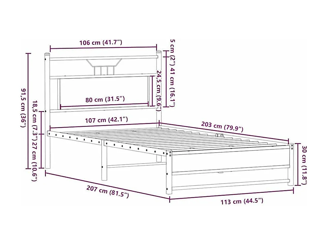 Bettgestell ohne Matratze Braun Eichen-Optik 107x203 cm