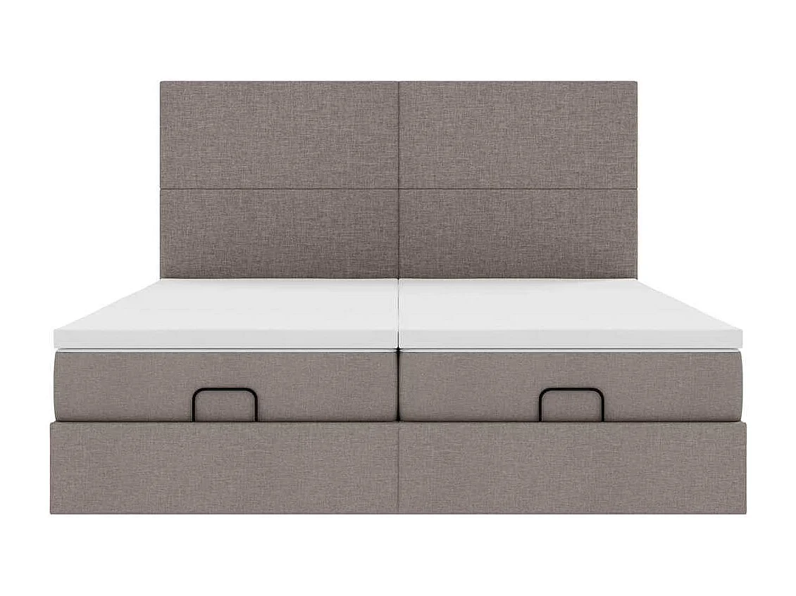 Cadre de lit ottoman avec matelas taupe 200x200cm tissu