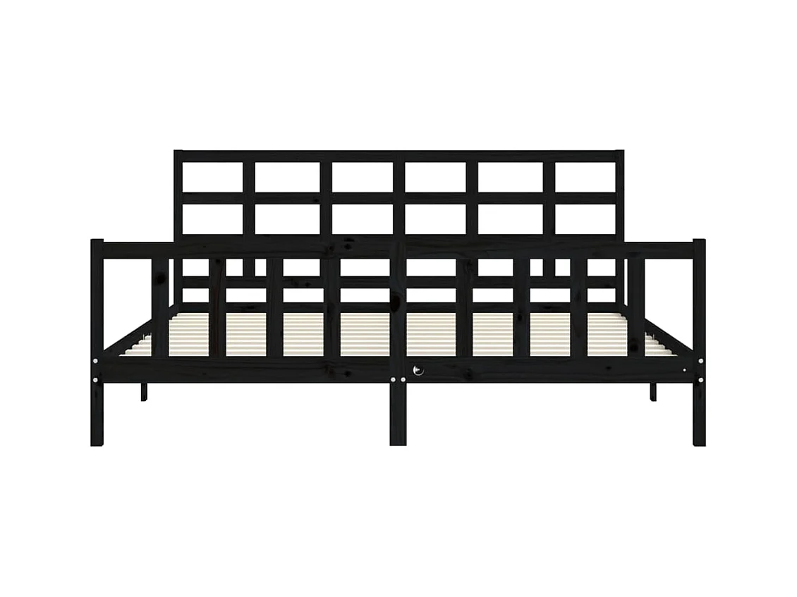 Cadre de lit sans matelas noir 200x200 cm bois massif de pin