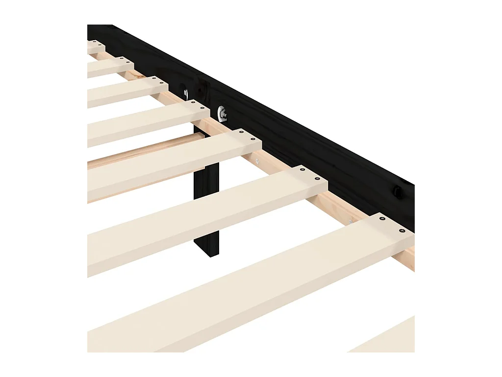 Cadre de lit sans matelas noir 200x200 cm bois massif de pin