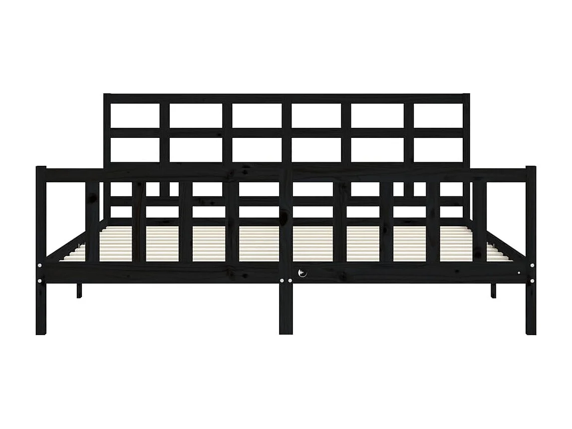 Giroletto con Testiera Nero 200x200 cm in Legno Massello
