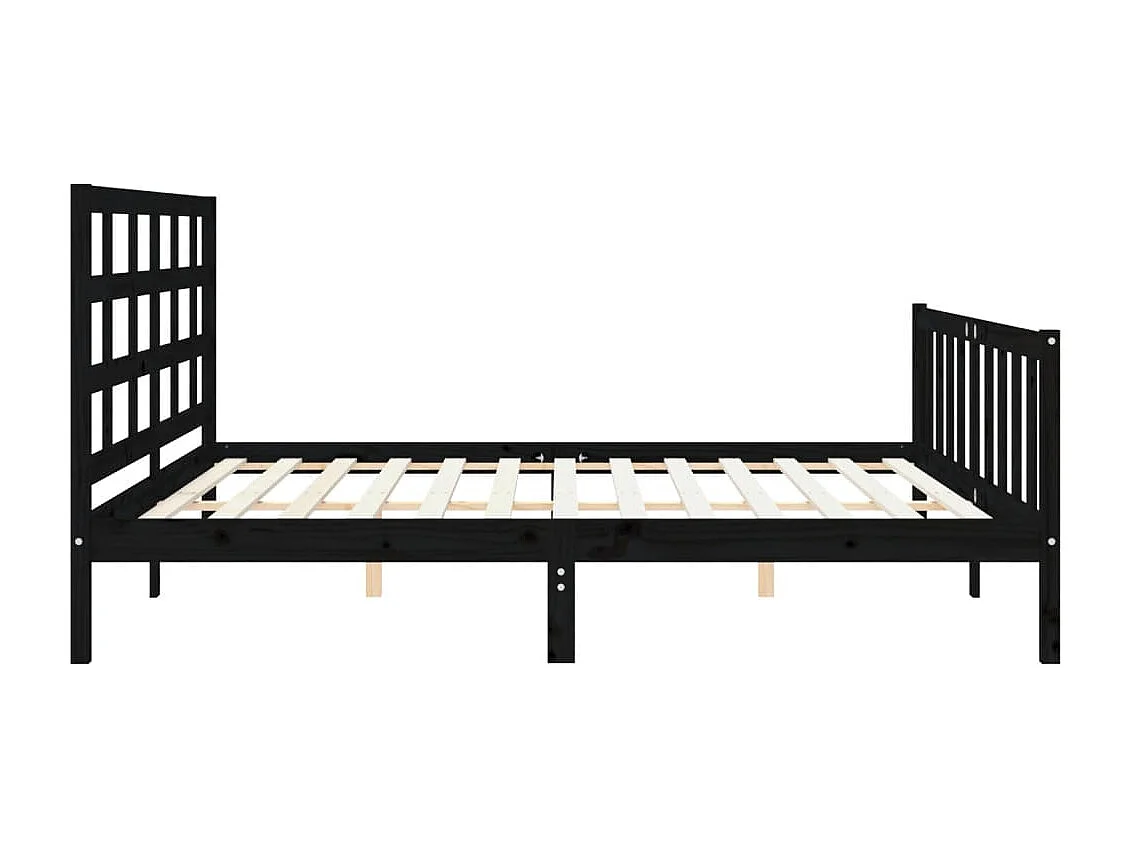 Giroletto con Testiera Nero 200x200 cm in Legno Massello