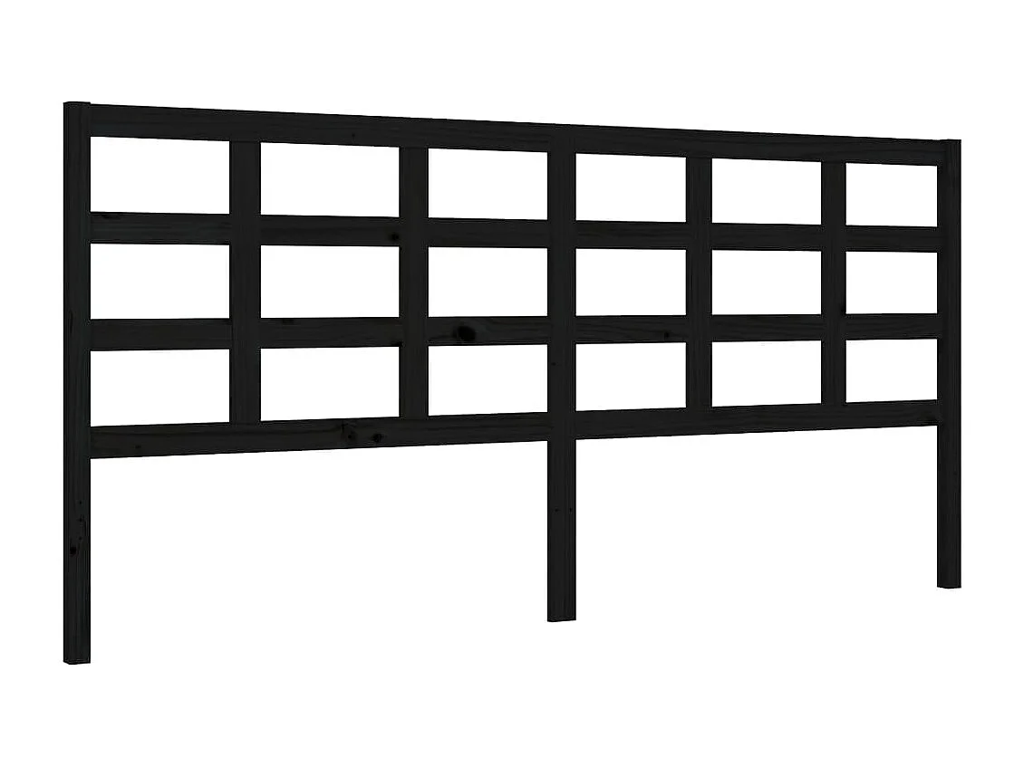 Giroletto con Testiera Nero 200x200 cm in Legno Massello