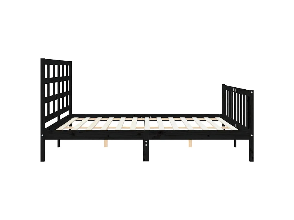 Cadre de lit sans matelas noir 200x200 cm bois massif de pin