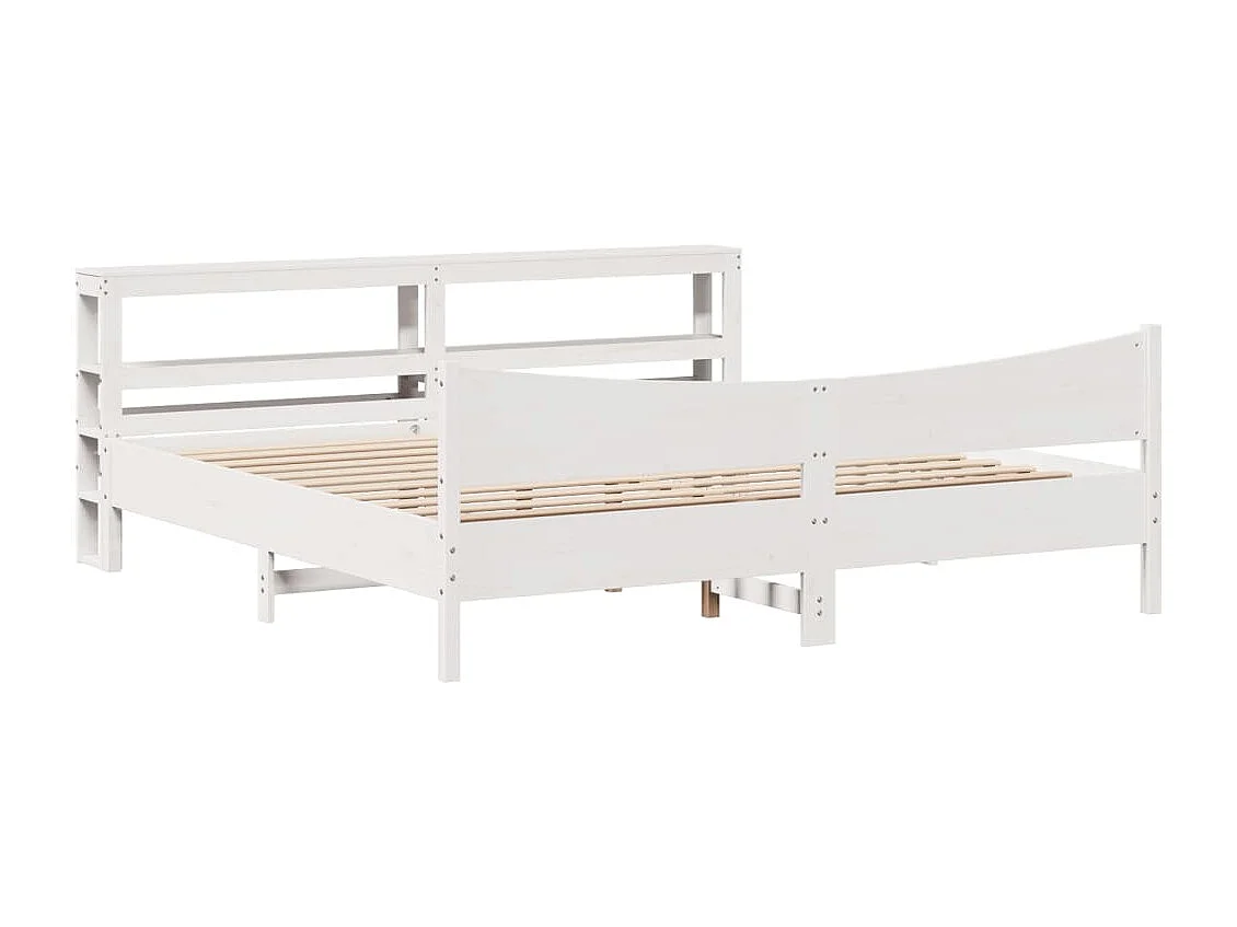 Estrutura de cama com cabeceira 200x200 cm pinho maciço branco