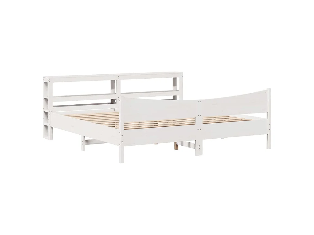 Estructura de cama con cabecero madera de pino blanco 200x200cm