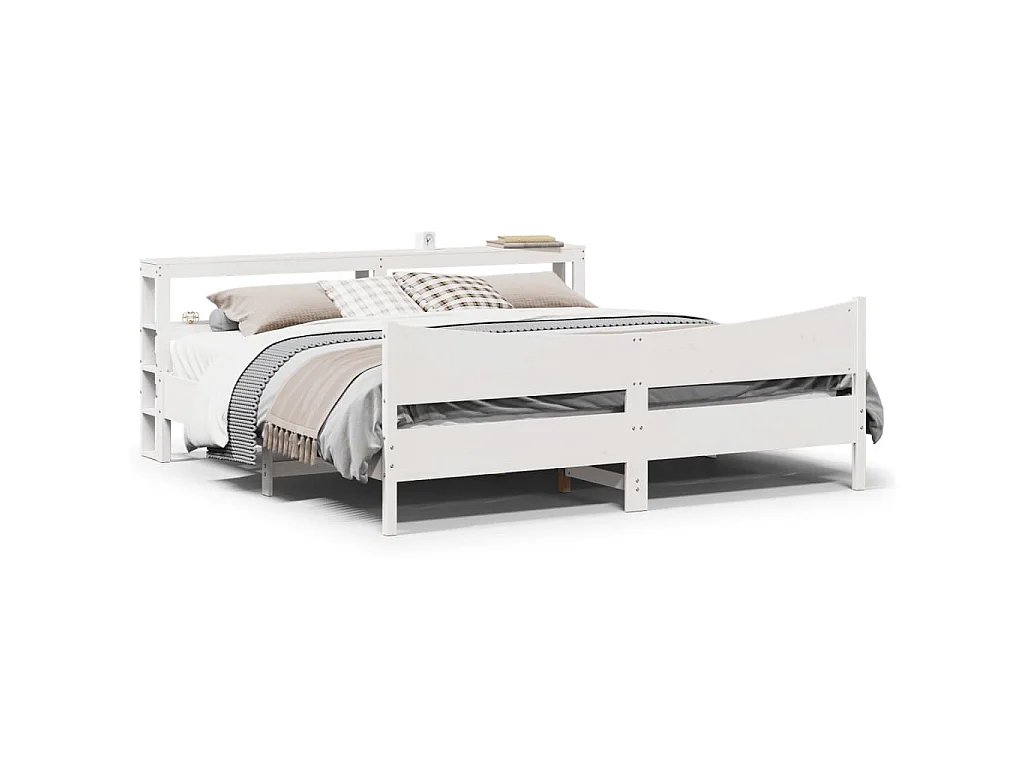 Estructura de cama con cabecero madera de pino blanco 200x200cm