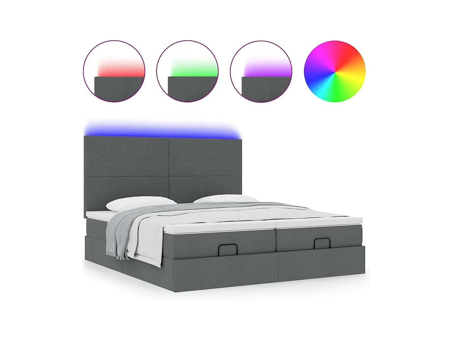 Struttura Letto Pouf con Materassi 200x200 cm in Tessuto