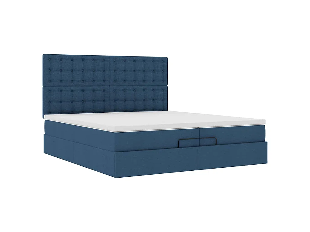 Ottoman-Bett mit Matratzen Blau 200x200 cm Stoff