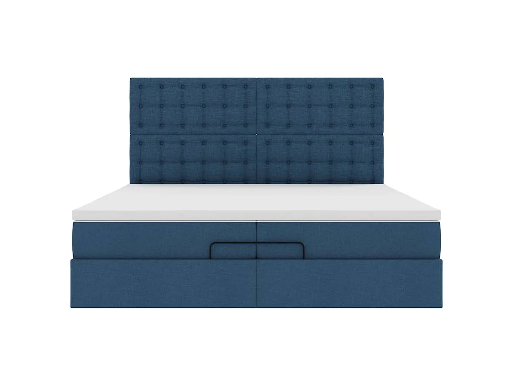 Ottoman-Bett mit Matratzen Blau 200x200 cm Stoff