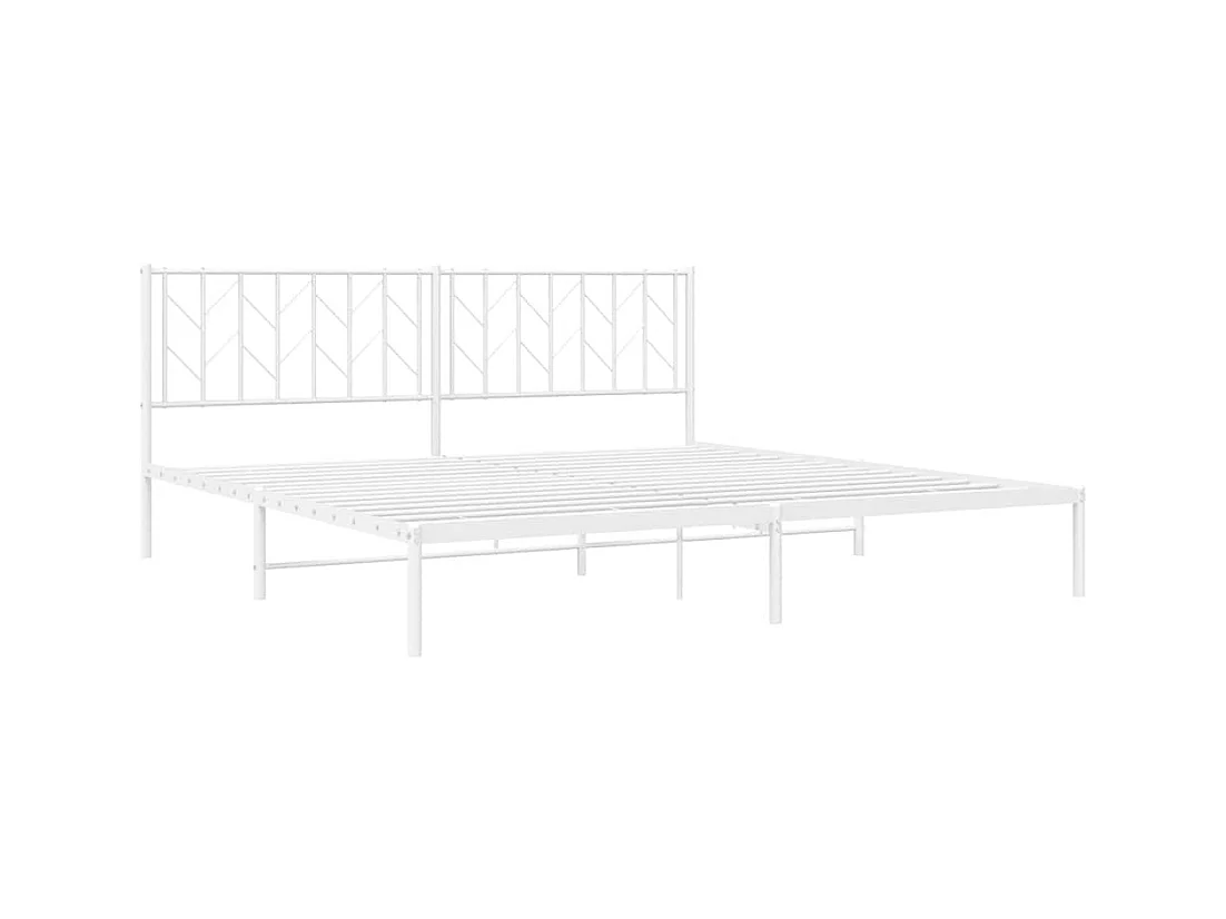 Cadre de lit métal sans matelas et tête de lit blanc 193x203 cm